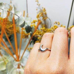 Sliver Crescent Moon Ring